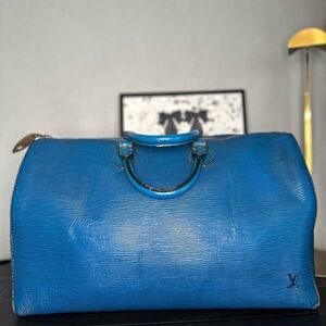 Louis Vuitton Blue Epi Speedy 40